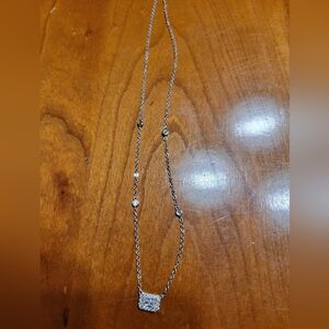 Elegant Sterling Silver Necklace with Glass Centerpiece